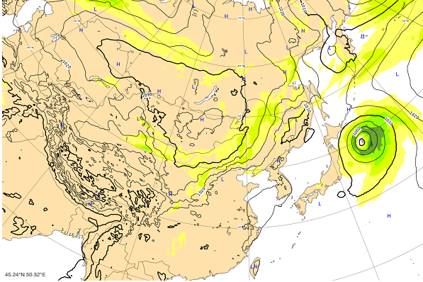 台風18号10月3日の進路